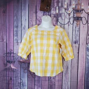 Gingham Yellow blouse Large Q9